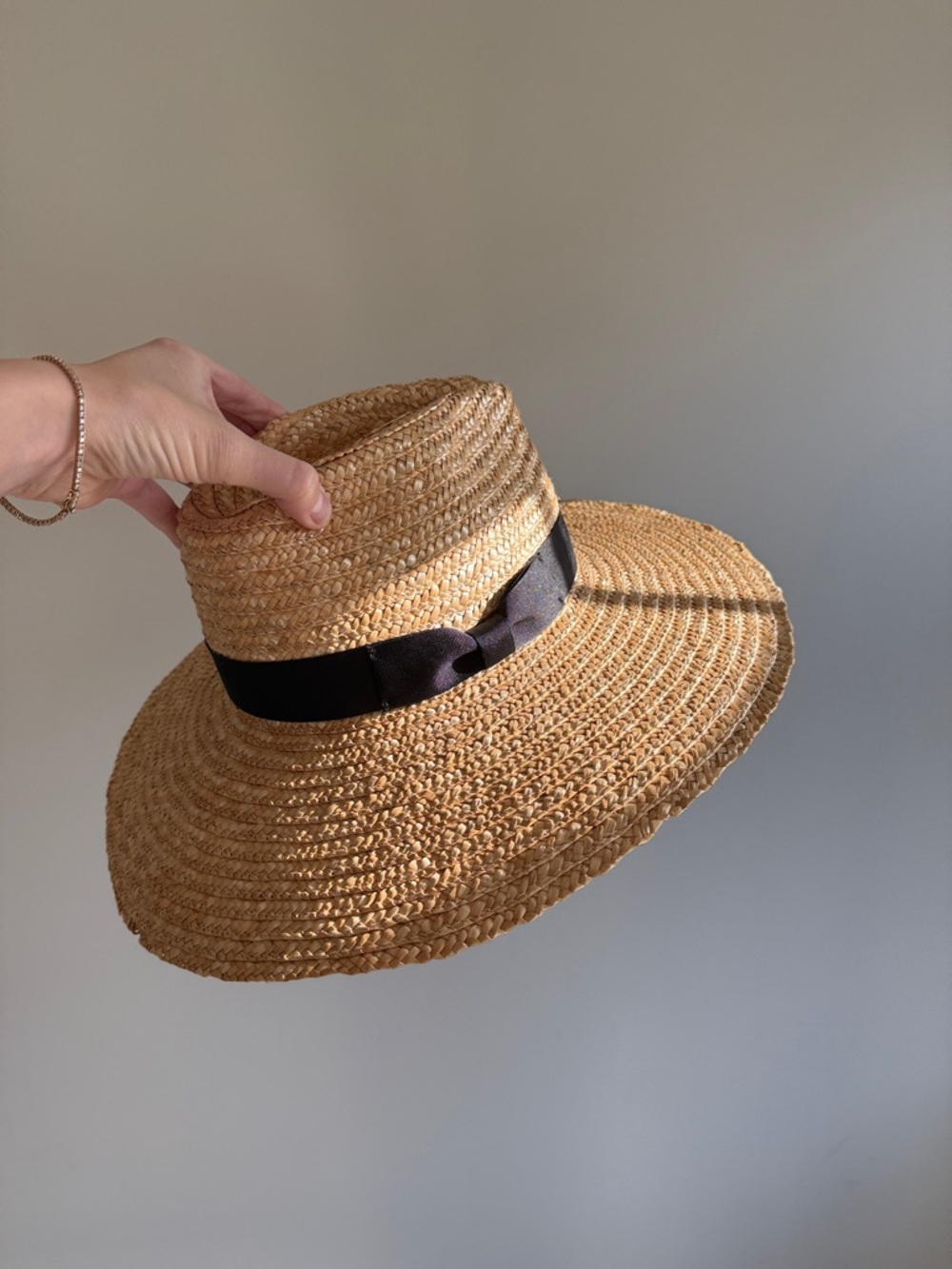 Lack of Color Woven Straw Sun Hat with Black Ribbon - Women Accessories